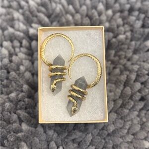Gold and Gray Snake Wrap Earrings